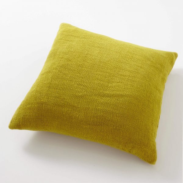 coussin 50x50 plus housse de coussin tissé 100% lin couleur vert pickle fabrication Française marque Editions Charvet