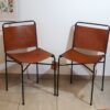 CHAISES METAL NOIR CUIR COGNAC N'KUKU